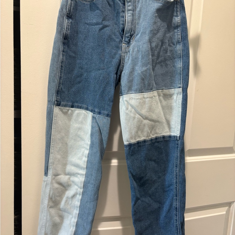 Hollister Ultra High-Rise Mom Jean Patchwork Pieced Denim Size 0S